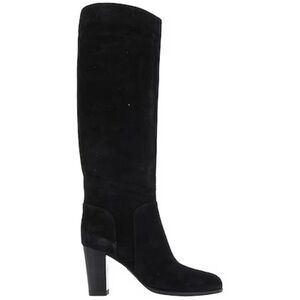 Sergio Rossi Black Suede Heeled Knee High Boots